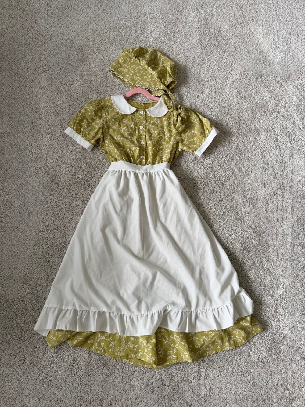 Green floral print pioneer colonial dress size 10